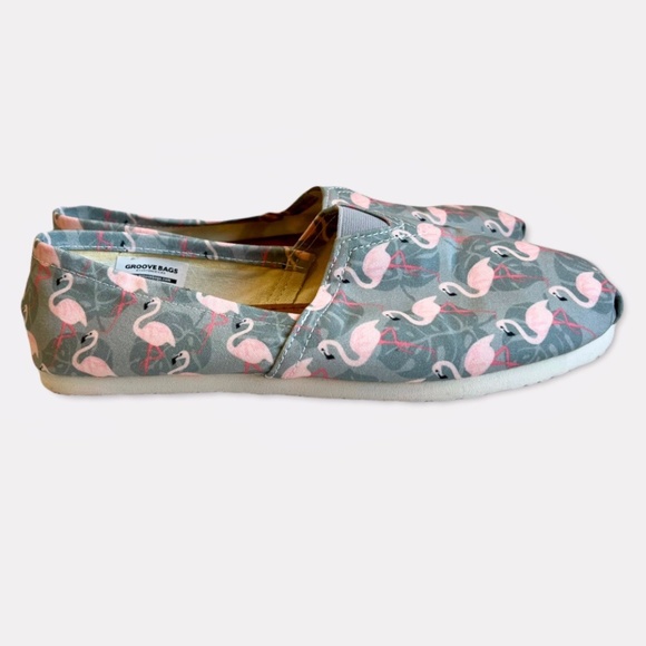 Groove Bags Canvas Pink Flamingo Flats Sz 9 - Picture 4 of 7
